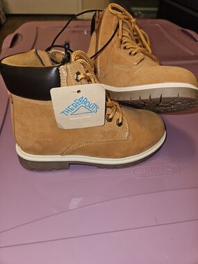 Thereabouts Kids Tan Suede Lace-Up Memory Foam Boots